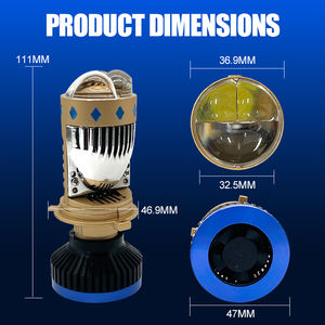 Carolyn หลอดไฟหน้า LED H4ลำแสงสูงต่ำ, C-T8ไฟ LED H4โคมไฟ LED H4โคมไฟเลเซอร์ LED 55วัตต์ H4เลเซอร์ LED 12V - Product Image 2