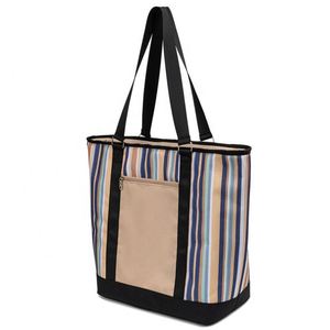 Custom Strips Printing Lunch Picnic Tote Cooler Bag Insulated Thermal Cooler Bag with Aluminium Foil Lining - Product Image 2
