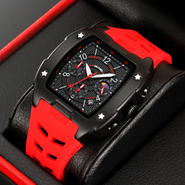 New SKMEI Fashion Analog Quartz Watch with Alloy Case Silicone Band Glass Dial Waterproof