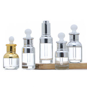 Emballage <span class=keywords><strong>cosmétique</strong></span> 20ml 30ml flacons compte-gouttes d'huile essentielle <span class=keywords><strong>en</strong></span> verre à capuchon doré pour sérum de soin de la peau - Product Image 2