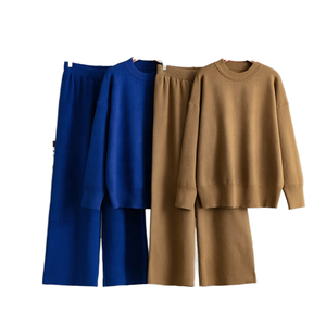 Conjunto de Suéter de Punto de Cuello Redondo, Transpirable, Moderno, de Spandex/Poliéster, Largo Completo, para Mujer, Otoño 2025, Venta al por Mayor de Boutique - Product Image 1