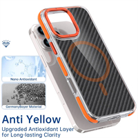 Coque arrière en TPU anti-jaunissement en fibre de carbone pour iPhone 16 15 14 13, étui de téléphone antichoc magnétique en TPU+PC pour iPhone 17 Pro Max