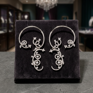 Elegantes Pendientes de Aro en Espiral de Cristal con Detalles Intrincados de Pedrería para Mujer, Joyería para Bodas, Fiestas y Eventos Nocturnos - Product Image 1