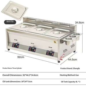 Friteuse à gaz commerciale 8L+8L+8L en acier inoxydable pour frites et poulet frit avec dispositif de protection anti-incendie - Product Image 6