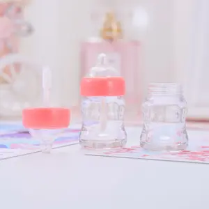 Small baby bottle shape clear lipgloss tube custom plastic lip gloss tubes supplier