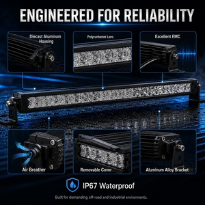 <span class=keywords><strong>Barre</strong></span> lumineuse <span class=keywords><strong>LED</strong></span> EMC 22 pouces 100W 10880LM IP67 étanche, faisceau combiné, mince, pour conduite tout-terrain et travail, avec supports de montage latéraux - Product Image 3