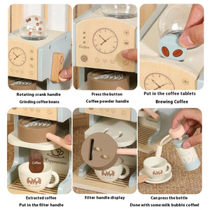 Simulation en bois pour enfants jeu de rôle Dessert Machine à café jeu éducatif semblant jouer cadeau cuisine jouets pour garçons filles - Product Image 4