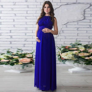 Maxi vestido de gasa con patrón de <span class=keywords><strong>sirena</strong></span> para mujeres embarazadas cuello redondo manga corta verano sesión de fotos vestido de talla grande ropa de punto Prop - Product Image 3