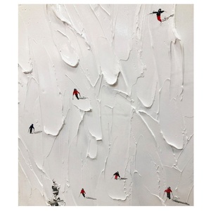 Peinture à l'huile abstraite artisanale, peinte à la main, encadrée, art mural pour la décoration d'appartements et d'hôtels contemporains - Product Image 3