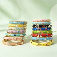 Bracelet en émail HZ120 motif nuage arc-en-ciel étoile de dessin animé mignon, diamètre intérieur 46 mm, pour enfants, bijou de poignet, cadeau pour enfant