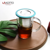 Mug à infuseur à thé en verre borosilicate haute résistance LAkotto 400 ml avec couvercle en acier inoxydable, compatible lave-vaisselle et micro-ondes, vaisselle de qualité supérieure
