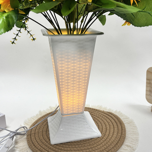 फूलों की व्यवस्था के लिए एलईडी लाइट-अप <span class=keywords><strong>vase</strong></span>-usb-संचालित आयताकार रेहोमोबोइड न्यूनतम रचनात्मक प्लास्टिक प्लांटर - Product Image 4