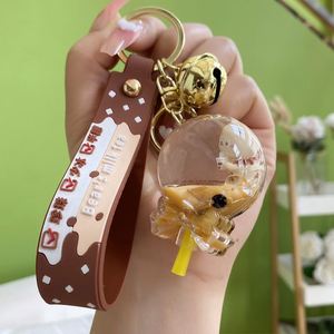 <b>Bubble</b> Tea Cup Keychain Custom Logo Bear Rabbit Oil Liquid Keychains for Car and School Bag Pendant - Product Image 3