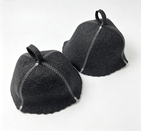 Chapeau de sauna en feutre de laine noir avec bord festonné à points zigzag blancs, résistant à la chaleur, pour la salle de sauna et le spa à domicile