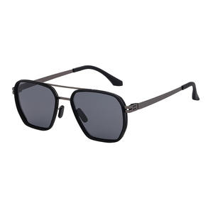Lunettes de soleil métalliques My-Ztt010 pour hommes, polarisées UV400, anti-éblouissement, pour la conduite, monture carrée pleine, noires, verres TAC en métal. - Product Image 3