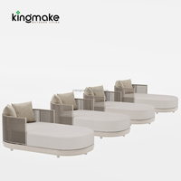 Chaise longue d'extérieur moderne de luxe en corde tressée, lit de soleil rembourré, canapé-lit de jardin pour hôtel et bord de piscine