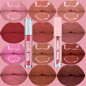 Eigenmarke vegan Langlebiger Lipgloss Matte flüssiger Lippenstift Glitter Schimmer wasserfest erstellen Sie Ihr eigenes Logo Lipgloss