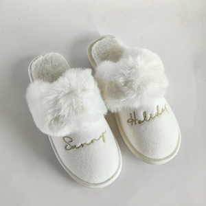 Wholesale Women's Durable Plush for <strong>Slippers</strong> Soft Indoor Anti-Slippery Winter Bedroom for <strong>Slippers</strong> with TPR Outsole Lightweight - Product Image 1