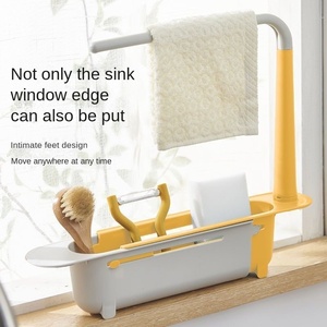 Égouttoir télescopique multifonctionnel de cuisine, support de <span class=keywords><strong>rangement</strong></span> pour torchons et essuie-tout avec filtre pour vaisselle - Product Image 2