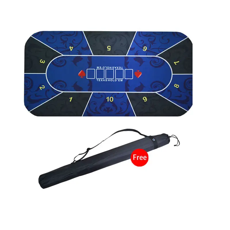 Poker Mat 10 Players Texas Hold'em Poker Rubber Mat Poker Topper Portable Table Top Layout With Carrying Bag Blackjack Casino