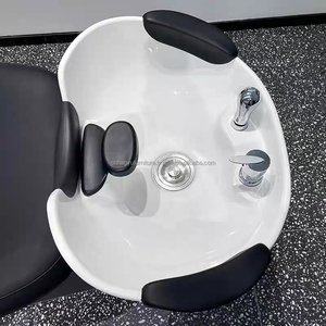 HaoYu lujo 2025 muebles de salón eléctrico moderno cascada champú silla cerámica Acero inoxidable Silla de lavado de pelo para salones - Product Image 4