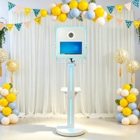 Nouvelle cabine photo métallique MX avec écran tactile réglable de 15,6 pouces, caméra et bande lumineuse LED pour bars, mariages et locations