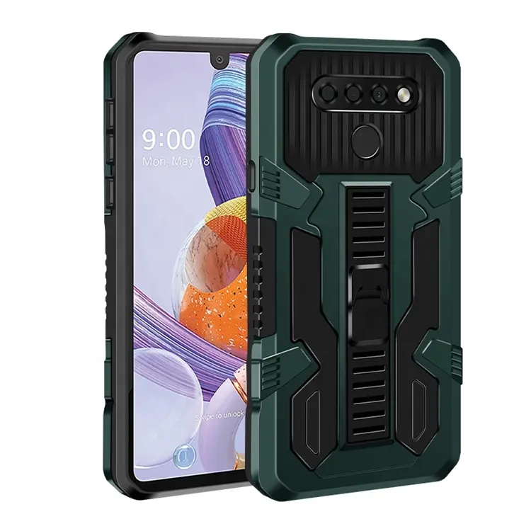 wholesale new design tpu pc armor style mobile phone back cover cases for lg aristro 5 pro stylo 6 7 4g 5g with folding bracket