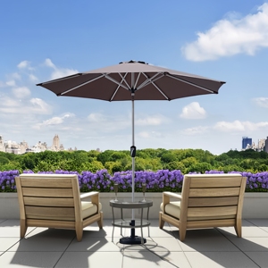 Parasol de terrasse commercial moderne pliable et étanche 2,7 m avec structure en fer robuste thermolaquée, manivelle et aérations anti-vent pour café - Product Image 2