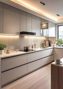 Ensemble d'armoires de cuisine de luxe multifonctionnelles, écologiques, imperméables, en contreplaqué, avec évier et îlot central, conception personnalisée gratuite - Product Image 5