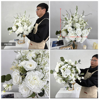 Boule de fleurs en soie de haute qualité en gros, verdure fraîche, centre de table de mariage, couleurs chaudes, décoration de table pour fête de mariage