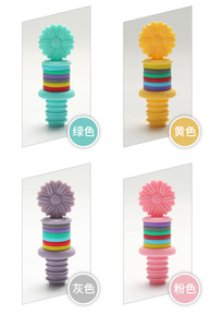 Juego de Tapones para Botellas de Vino y Abalorios para Vasos con Diseño de Flor <span class=keywords><strong>Arco</strong></span>íris, Tapón de Silicona de Grado Alimenticio con Abalorios, Reutilizable para Cerveza y Vino - Product Image 4