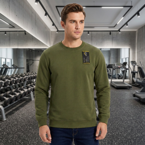 Men's <b>Black</b> 100% Cotton Knitted O-Neck Pullover <b>Sweatshirt</b> with Regular Sleeves Solid Color Breathable Fabric Winter Wear - Product Image 5