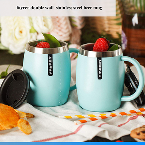 Mug isotherme en acier inoxydable avec poignée et couvercle, large ouverture, 450 ml, sans BPA, cadeau d'affaires, tasse de bureau - Product Image 5