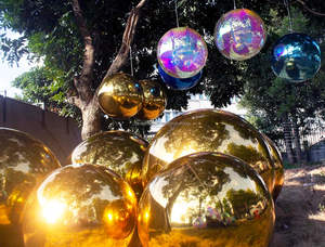 इंफ्लेटेबल मिरर बॉल की बड़ी चमकदार गेंदों का बड़ा दर्पण का गुब्बारा है और स्टेज पार्टी, विज्ञापन - Product Image 6