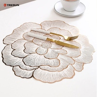 Décoration de table ronde florale pour mariage, Saint-Valentin, sous-plats en vinyle pressé métallisé rose gold pour la salle à manger