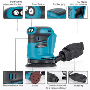 Sander circulaire sans fil au lithium-ion, multi-usages, industriel, bricolage, 21V, 500W, vitesse variable, polisseuse pour <span class=keywords><strong>bois</strong></span>/marbre, rechargeable - Product Image 2