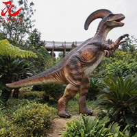 Parasaurolophus animatronique réaliste grandeur nature pour exposition dans un parc à dinosaures