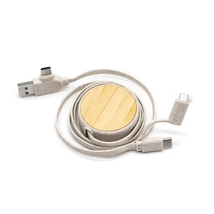 3-in-1มัลติฟังก์ชันไม้<span class=keywords><strong>ไผ่</strong></span>และข้าวสาลี platycodon พับเก็บได้สองอินพุตสายชาร์จ USB Type-C พร้อมไฟ LED และโลโก้ที่กำหนดเอง - Product Image 1