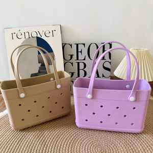 Simple Style Plain Color Tote <b>Beach</b> Bags Waterproof EVA Holes Bag DIY <b>Accessories</b> - Product Image 3