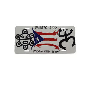 Placa de Matrícula de Aluminio Personalizada con Diseño de Sol y Coqui Taino, Hecho en Puerto Rico, Orgulloso de Ser Veterano, en Oferta - Product Image 1