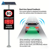 Panneau de signalisation routière intelligent OEM à énergie solaire avec radar Doppler 24 GHz pour mesure de vitesse, affichage LED 15 pouces à chiffres, lumière stroboscopique, portée 150 m