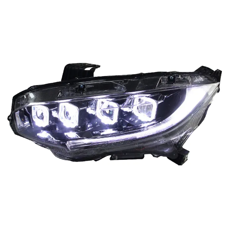 Upgrade ke rangkaian lampu depan LED 4 lensa, aksesori lampu depan untuk Honda Civic 10th 2016-2021 plug and play