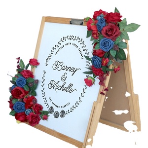 Bouquet de roses artificielles en soie bleu rose rouge incarnadine, en promotion, pour décoration de mariage - Product Image 1