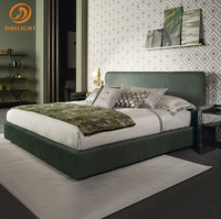 Ensemble de meubles de chambre à coucher en velours moderne, plateforme complète de luxe personnalisée, chambre à coucher verte, cadre en bois