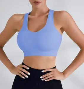 レーサーバックポケットカスタムブランクヨガブラセクシーな中空アウトシームレスジムフィットネスワークアウト女性耐衝撃スポーツブラ - Product Image 3