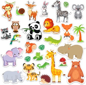 Hojas de pegatinas al por mayor de animales de zoológico (panda, león) de PET impermeables <span class=keywords><strong>para</strong></span> <span class=keywords><strong>ventanas</strong></span>, vidrio y tazas, pegatinas fuertes de reutilización repetida - Product Image 1