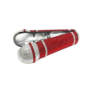 Women Eye-catching Microphone Rhinestones Clutch <b>Purse</b> Brilliant Mic Crystal Evening Bag for Karaoke Bar Night Out - Product Image 5