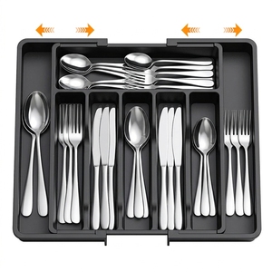 8 Compartments Silverware <strong>Cutlery</strong> <strong>Drawer</strong> Organizer Adjustable Flatware <strong>Cutlery</strong> Holder Expandable Utensil <strong>Tray</strong> <strong>for</strong> Kitchen - Product Image 1