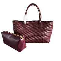 Sac fourre-tout convertible Qiyue de luxe en cuir PU tressé imperméable pour femme, ensemble 2 pièces avec pochette – Petites/grandes tailles pour le quotidien