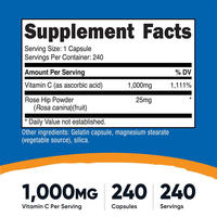 Poudre de Vitamine C Marque Blanche Cynorrhodon Complément Alimentaire 1000mg Qualité Alimentaire 99%